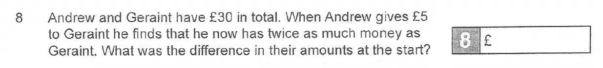 Question 8 - The Manchester Grammar School 11 Plus Papers Arithmetic 1 – 2007