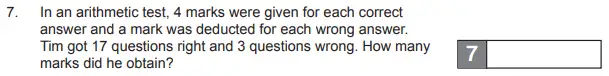 Question 7 - The Manchester Grammar School 11 Plus Papers Arithmetic 1 – 2010