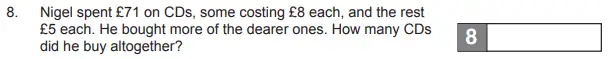 Question 8 - The Manchester Grammar School 11 Plus Papers Arithmetic 1 – 2010