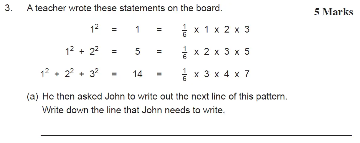 Question 3(a) - The Manchester Grammar School 11 Plus Papers Arithmetic 2 – 2009
