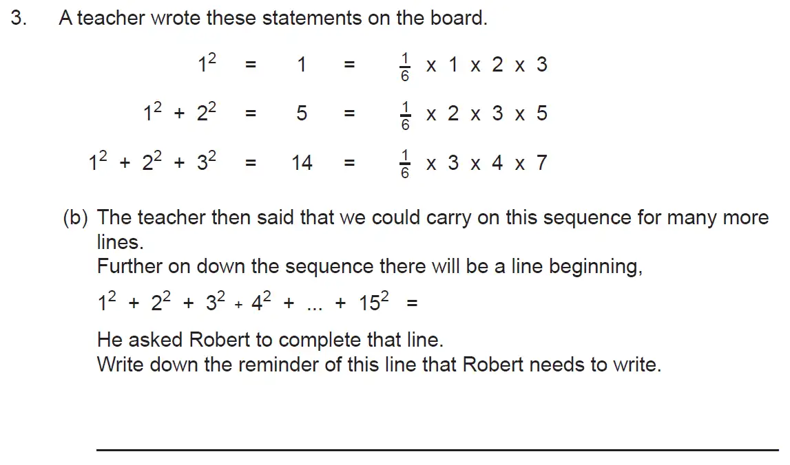 Question 3 - The Manchester Grammar School 11 Plus Papers Arithmetic 2 – 2009