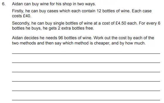 Question 6 - The Manchester Grammar School 11 Plus Papers Arithmetic 2 – 2010