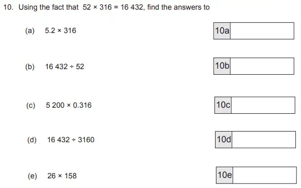 Question 10(10(a),10(b),10(c),10(d),10(e)) - The Manchester Grammar School - 11+ Maths Entrance Arithmetic Examination 2 - 2011
