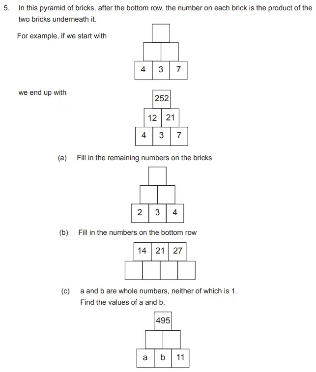 Question 5(a,b,c) - The Manchester Grammar School - 11+ Maths Entrance Arithmetic Examination 2 - 2011