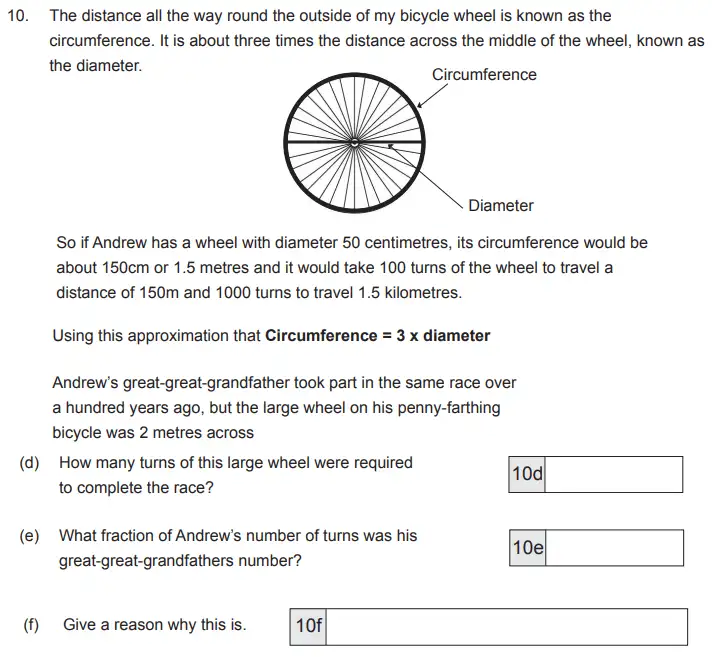 Question 10(10(d),10(e),10(f)) - The Manchester Grammar School 11 Plus Papers Arithmetic 2 – 2012