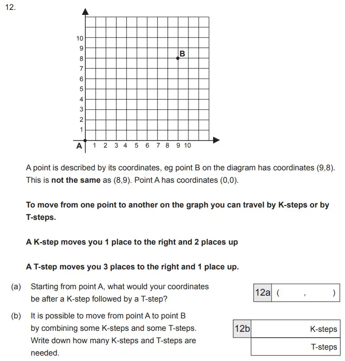 Question 12(12(a),12(b)) - The Manchester Grammar School 11 Plus Papers Arithmetic 2 – 2012