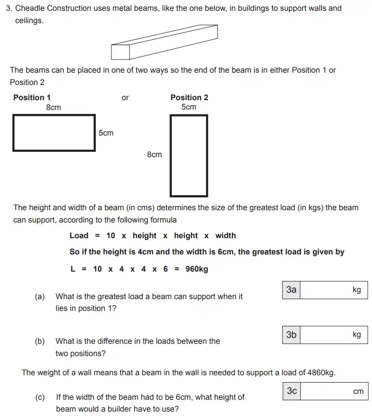 Question 3(a,b,c) - The Manchester Grammar School 11 Plus Papers Arithmetic 2 – 2012