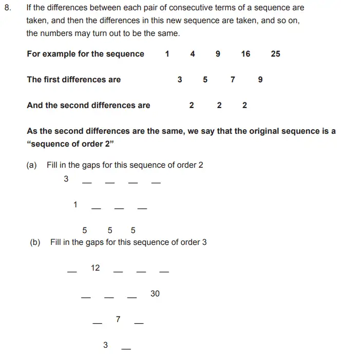 Question 8(a,b) - The Manchester Grammar School 11 Plus Papers Arithmetic 2 – 2012