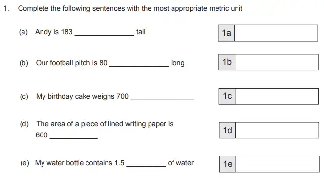 Question 1(a,b,c,d,e) - The Manchester Grammar School 11 Plus Papers Arithmetic 2 – 2013