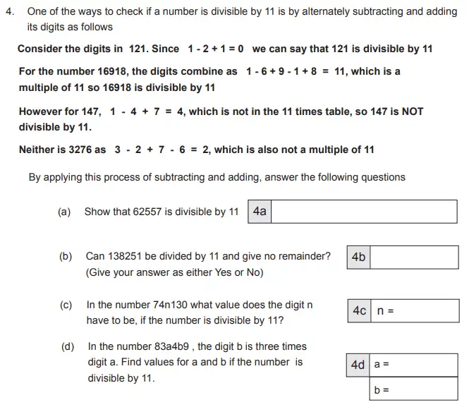 Question 4(a,b,c,d) - The Manchester Grammar School 11 Plus Papers Arithmetic 2 – 2013