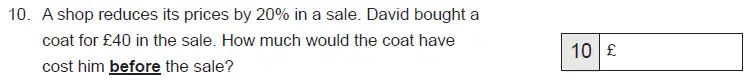 Question 10 - The Manchester Grammar School - 11+ Maths Entrance Arithmetic Examination A - 2016