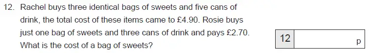 Question 12 - The Manchester Grammar School - 11+ Maths Entrance Arithmetic Examination A - 2016