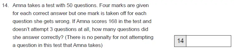 Question 14 - The Manchester Grammar School 11 Plus Papers Arithmetic A – 2018