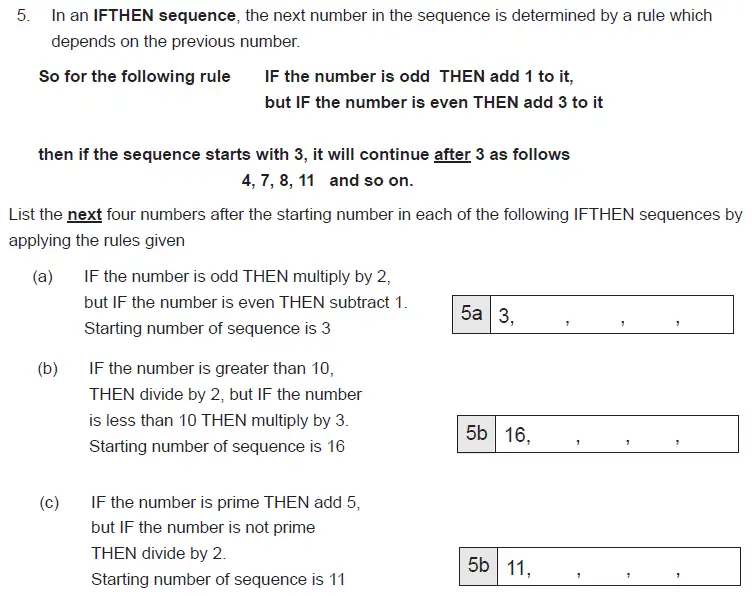 Question 5(a,b,c) - The Manchester Grammar School 11 Plus Papers Arithmetic B – 2014