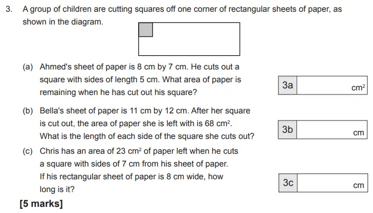 Question 3(a,b,c) - The Manchester Grammar School 11 Plus Papers Arithmetic B – 2016