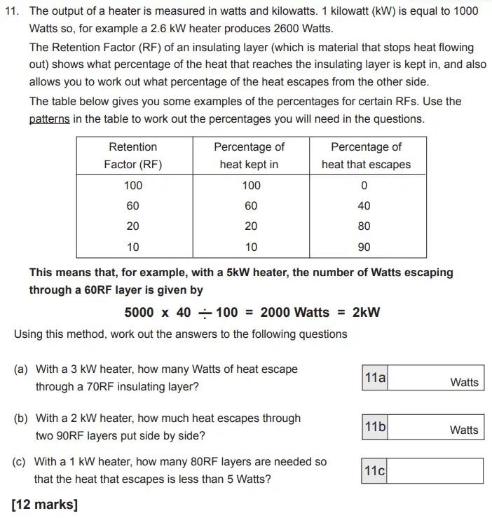 Question 11(11(a),11(b),11(c)) - The Manchester Grammar School 11 Plus Papers Arithmetic B – 2016