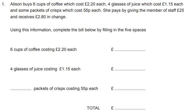 Question 1 - The Manchester Grammar School 11 Plus Papers 2018 Arithmetic B