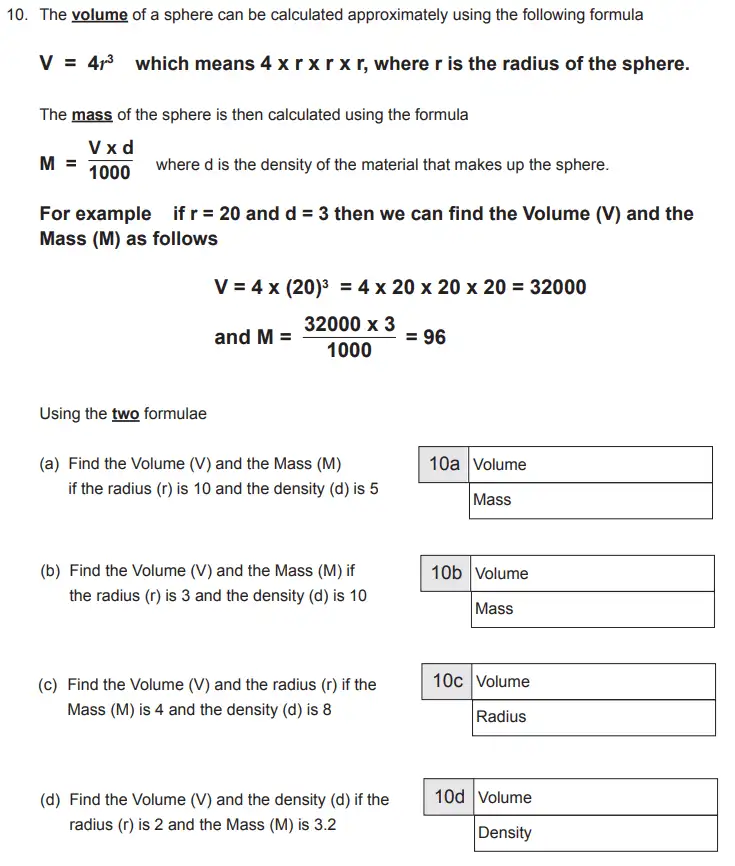 Question 10(a,b,c,d) - The Manchester Grammar School 11 Plus Papers 2018 Arithmetic B