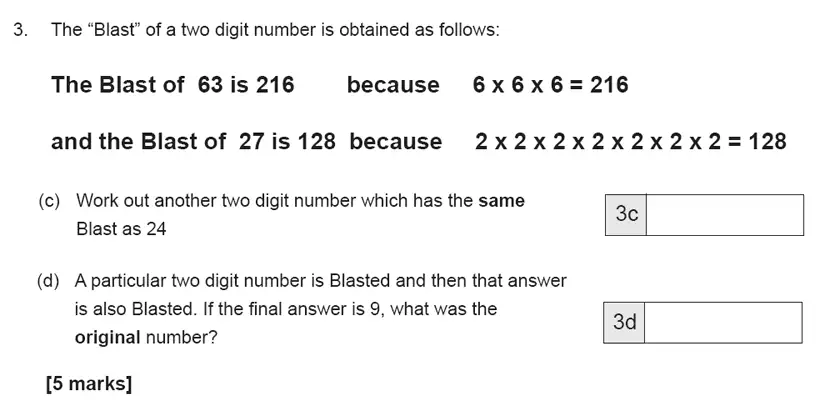 Question 3(c,d) - The Manchester Grammar School 11 Plus Papers Arithmetic B - 2019
