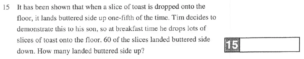 Question 15 - The Manchester Grammar School 11 Plus Papers Arithmetic 1 – 2005