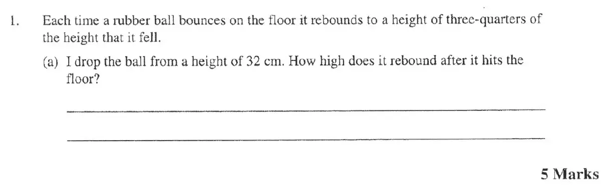 Question 1(a) - The Manchester Grammar School 11 Plus Papers Arithmetic 2 – 2005