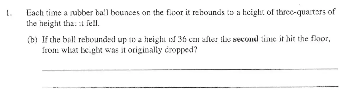Question 1(b) - The Manchester Grammar School 11 Plus Papers Arithmetic 2 – 2005