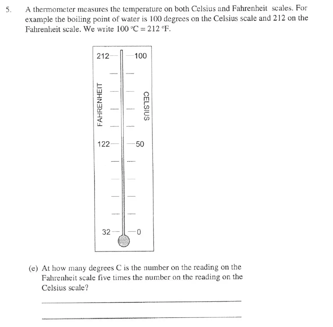 Question 5(e) - The Manchester Grammar School 11 Plus Papers Arithmetic 2 – 2005