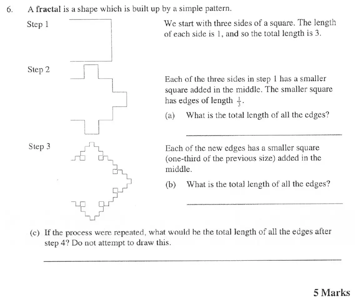 Question 6(a,b,c) - The Manchester Grammar School 11 Plus Papers Arithmetic 2 – 2005