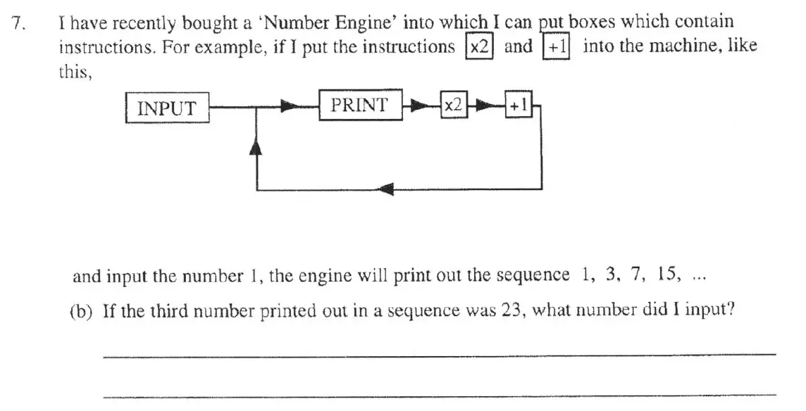 Question 7(b) - The Manchester Grammar School 11 Plus Papers Arithmetic 2 – 2005
