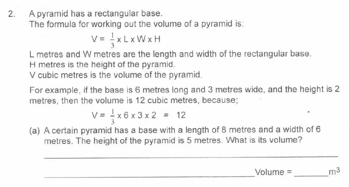Question 2(a) - The Manchester Grammar School 11 Plus Papers Arithmetic 2 – 2007