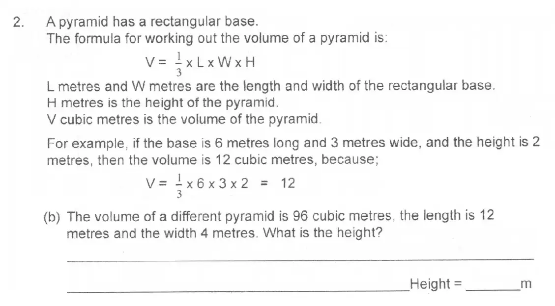 Question 2(b) - The Manchester Grammar School 11 Plus Papers Arithmetic 2 – 2007