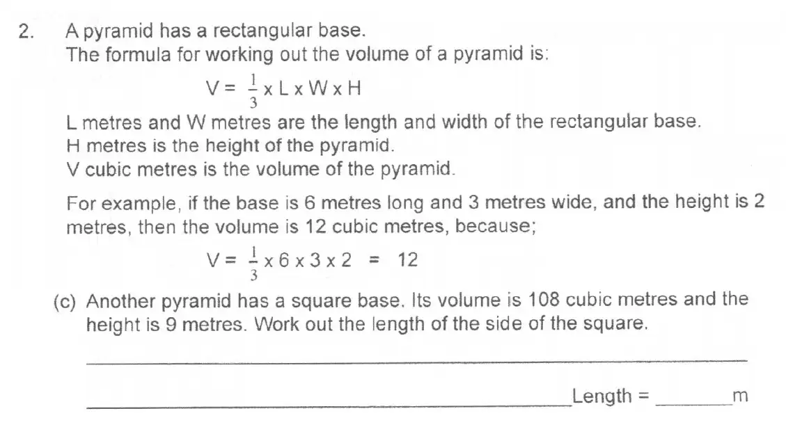 Question 2(c) - The Manchester Grammar School 11 Plus Papers Arithmetic 2 – 2007