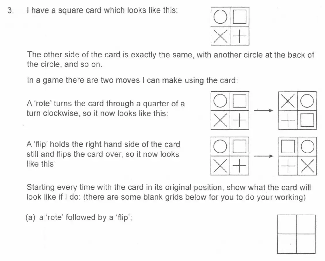 Question 3(a) - The Manchester Grammar School 11 Plus Papers Arithmetic 2 – 2007