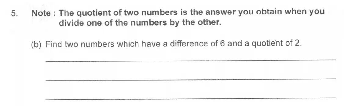 Question 5(b) - The Manchester Grammar School 11 Plus Papers Arithmetic 2 – 2007