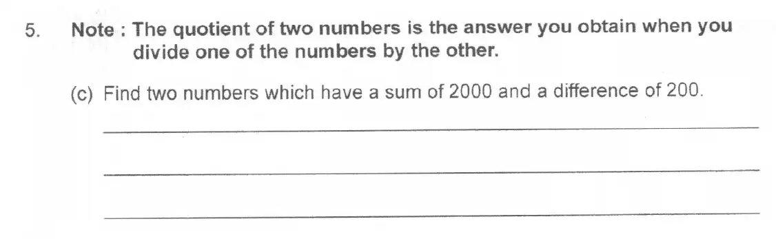 Question 5(c) - The Manchester Grammar School 11 Plus Papers Arithmetic 2 – 2007