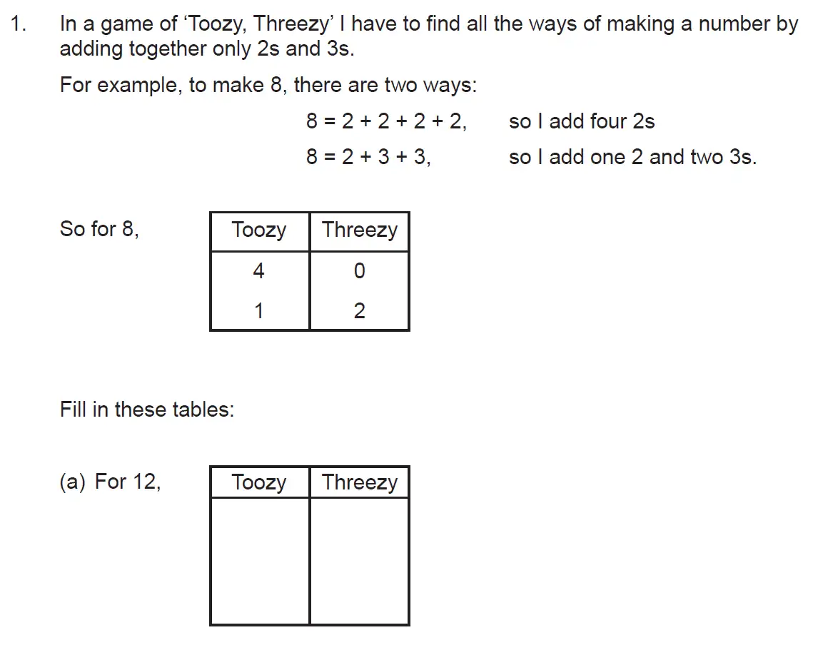 Question 1(a) - The Manchester Grammar School 11 Plus Papers Arithmetic 2 – 2008
