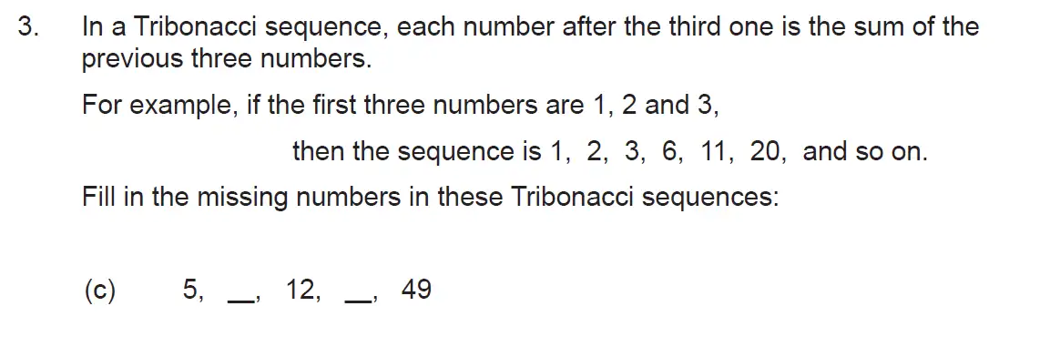 Question 3(c) - The Manchester Grammar School 11 Plus Papers Arithmetic 2 – 2008