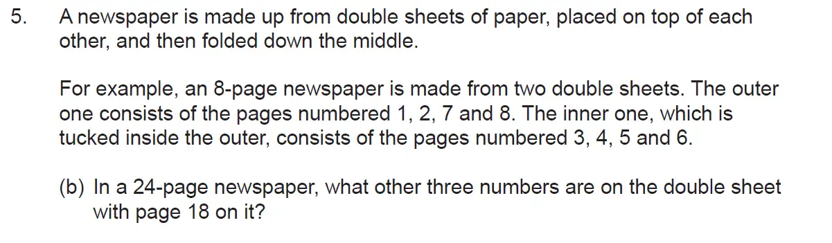 Question 5(b) - The Manchester Grammar School 11 Plus Papers Arithmetic 2 – 2008