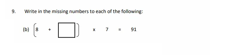 Question 9(b) - The Perse School - 11 Plus Maths Specimen Paper 1 - 2026