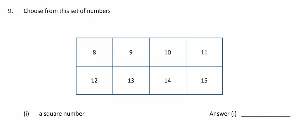 Question 9(i) - The Perse School - 11 Plus Maths Specimen Paper 2 - 2026