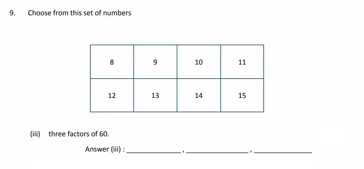 Question 9(iii) - The Perse School - 11 Plus Maths Specimen Paper 2 - 2026