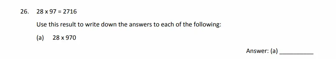 Question 26(a) - The Perse School - Eleven Plus Maths Specimen Paper 3 - 2026