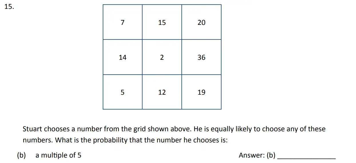 Question 15(b) - The Perse School - 11 Plus Maths Specimen Paper 4 - 2026