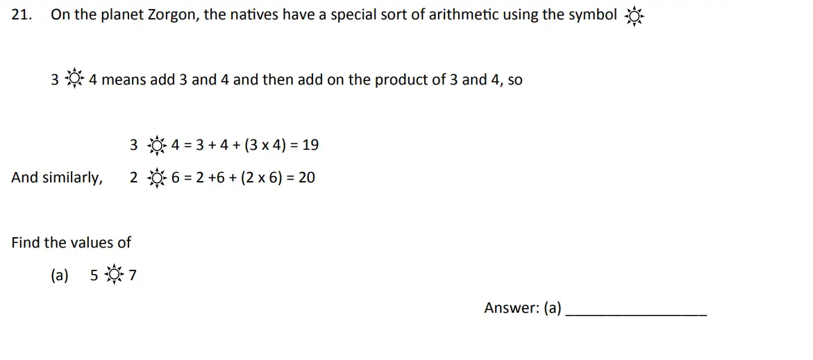 Question 21(a) - The Perse School - 11 Plus Maths Specimen Paper 4 - 2026