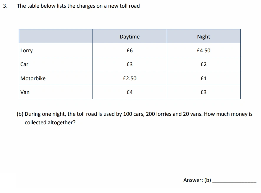 Question 3(b) - The Perse School - 11 Plus Maths Specimen Paper 5 - 2026