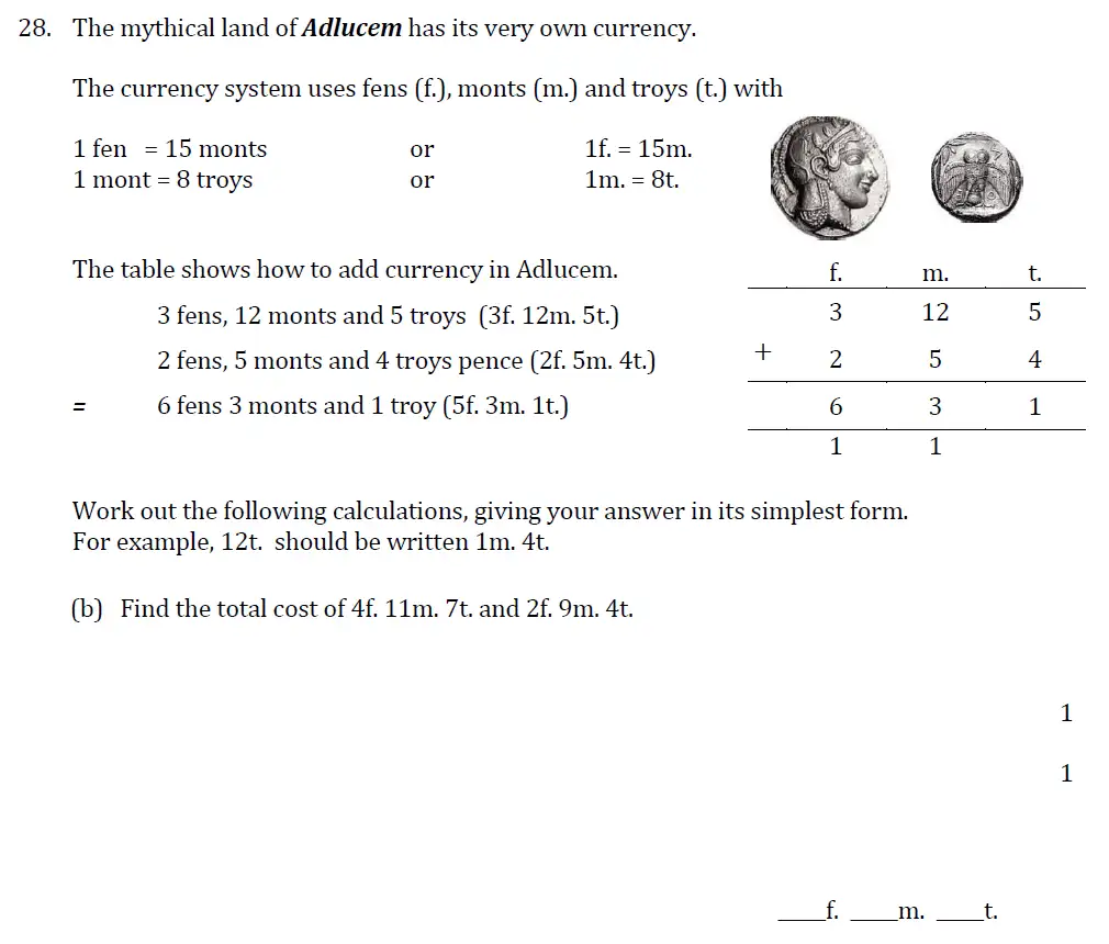 Question 28(b) - Withington Girls School - 11 Plus Maths Sample Paper - 2025