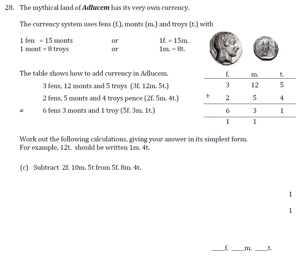 Question 28(c) - Withington Girls School - 11 Plus Maths Sample Paper - 2025