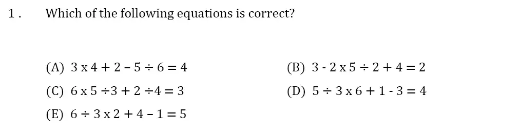 Question 01 - 11 Plus SET Maths Pack 1 Test Paper 1