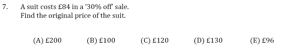Question 07 - 11 Plus SET Maths Pack 1 Test Paper 1