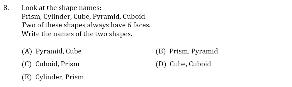 Question 08 - 11 Plus SET Maths Pack 1 Test Paper 1